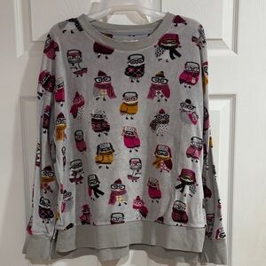 Gray Sweatshirt with Colorful Owl Print